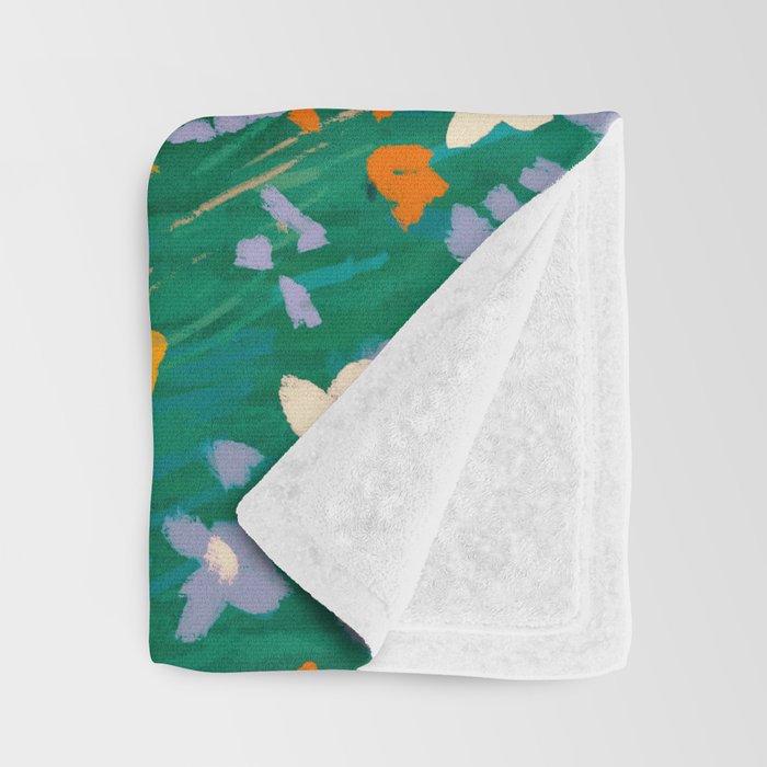 Sleeping Deer in Wildflower Meadow Whimsical Nature Illustration Throw Blanket Gallery Image 3