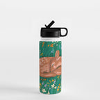 Sleeping Deer in Wildflower Meadow Whimsical Nature Illustration Water Bottle Gallery Image 1