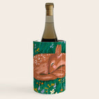 Sleeping Deer in Wildflower Meadow Whimsical Nature Illustration Wine Chiller Gallery Image 1