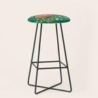 Sleeping Deer in Wildflower Meadow Whimsical Nature Illustration Stool Gallery Image 1