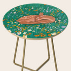 Sleeping Deer in Wildflower Meadow Whimsical Nature Illustration Side Table Gallery Image 2