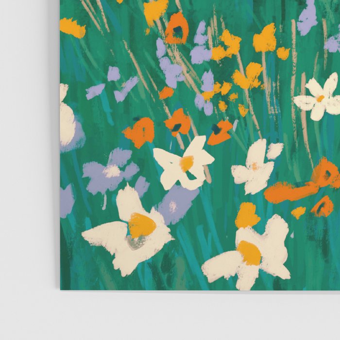 Sleeping Deer in Wildflower Meadow Whimsical Nature Illustration Poster Gallery Image 3
