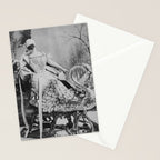 Eyes wide open, Lillian Russell, 1895 seated masquerade ball portrait black and white photograph Stationery Card Gallery Image 2