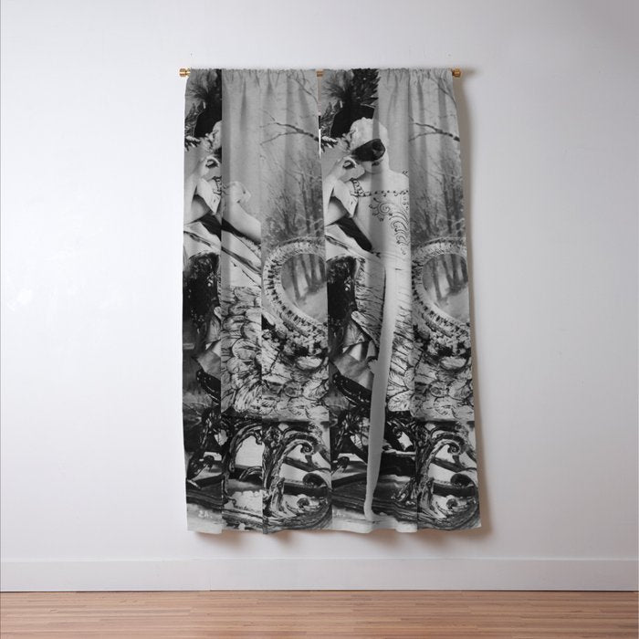 Eyes wide open, Lillian Russell, 1895 seated masquerade ball portrait black and white photograph Window Curtain Gallery Image 3