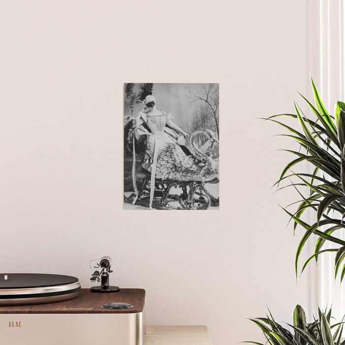 Eyes wide open, Lillian Russell, 1895 seated masquerade ball portrait black and white photograph Poster Gallery Image 2