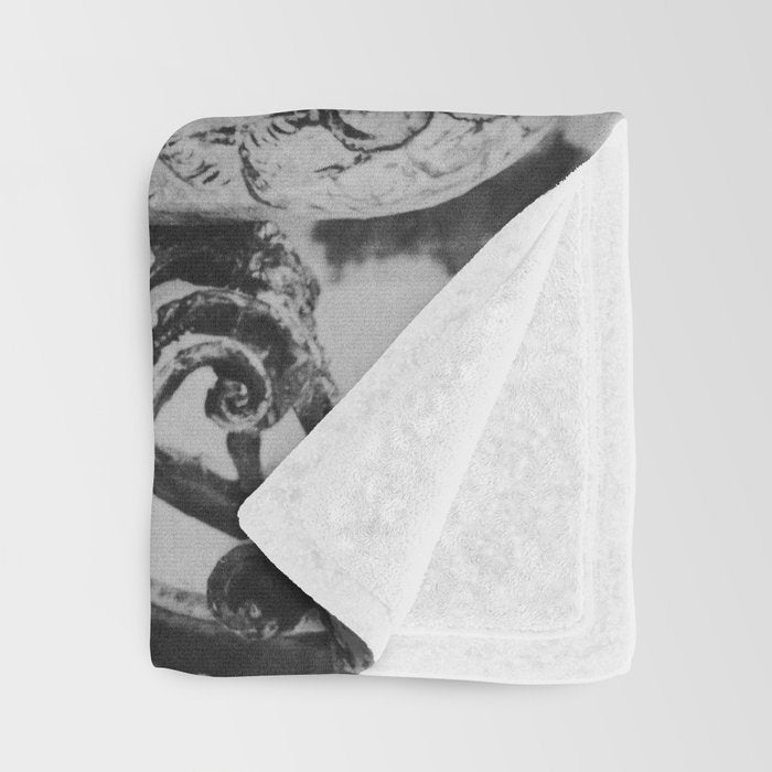 Eyes wide open, Lillian Russell, 1895 seated masquerade ball portrait black and white photograph Throw Blanket Gallery Image 3
