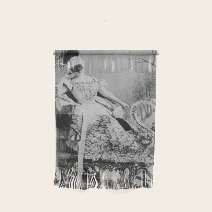 Eyes wide open, Lillian Russell, 1895 seated masquerade ball portrait black and white photograph Wall Hanging Gallery Image 1