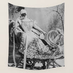 Eyes wide open, Lillian Russell, 1895 seated masquerade ball portrait black and white photograph Wall Tapestry Gallery Image 4
