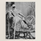Eyes wide open, Lillian Russell, 1895 seated masquerade ball portrait black and white photograph Jigsaw Puzzle Gallery Image 1