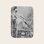 Eyes wide open, Lillian Russell, 1895 seated masquerade ball portrait black and white photograph Bath Mat Gallery Image 1
