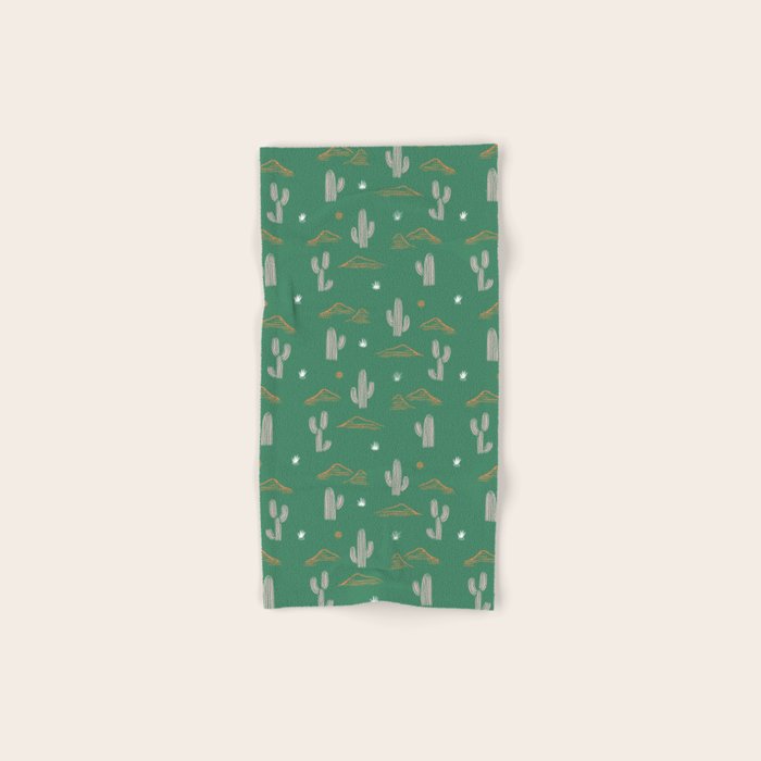 Retro cactus plant art pattern Bath Towel Gallery Image 1