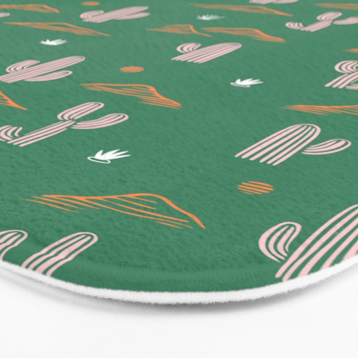 Retro cactus plant art pattern Bath Mat Gallery Image 3