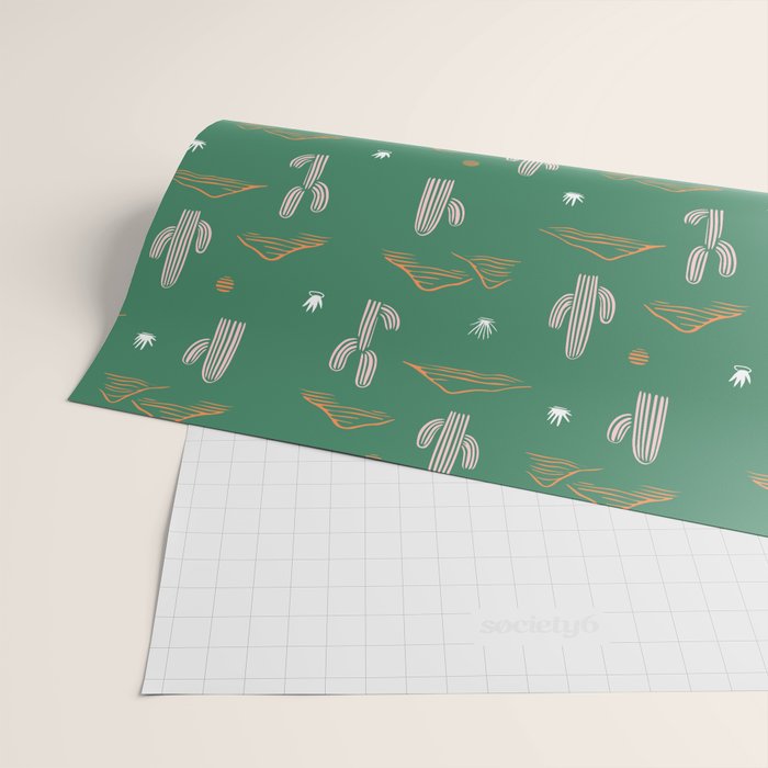 Retro cactus plant art pattern Wrapping Paper Gallery Image 2