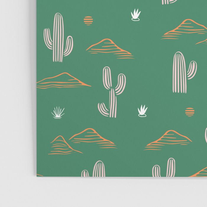 Retro cactus plant art pattern Poster Gallery Image 3
