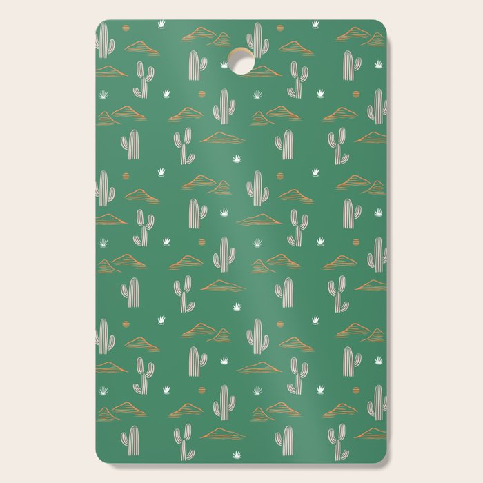 Retro cactus plant art pattern Cutting Board Gallery Image 1