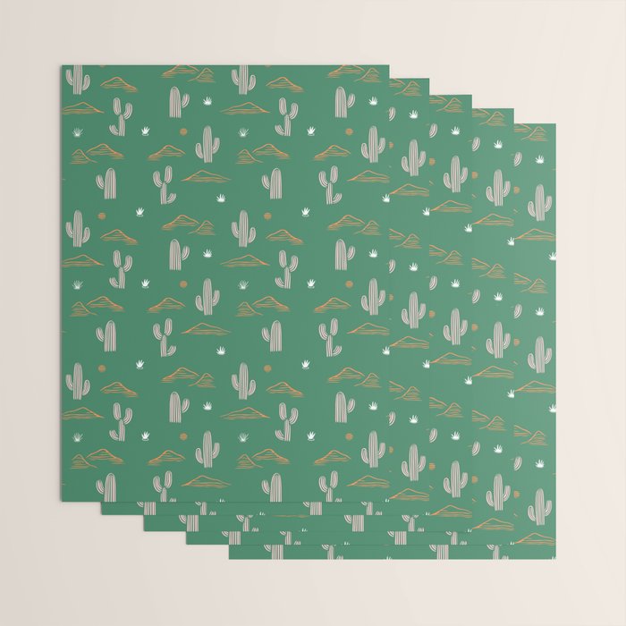 Retro cactus plant art pattern Wrapping Paper Gallery Image 3