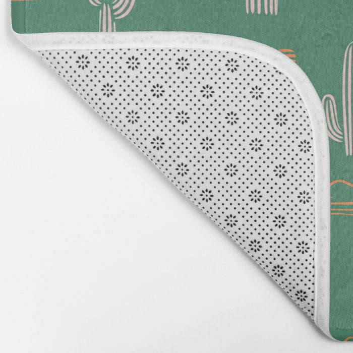 Retro cactus plant art pattern Bath Mat Gallery Image 2