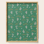 Retro cactus plant art pattern Serving Tray Gallery Image 1