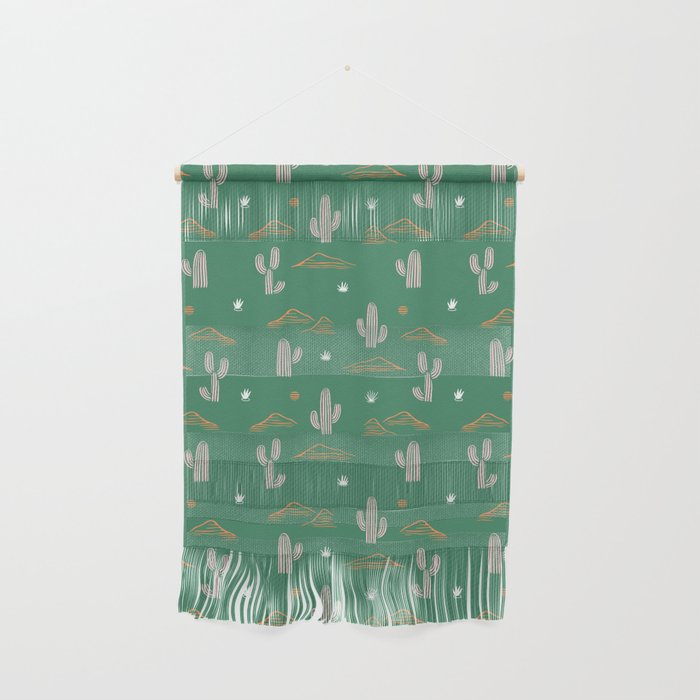 Retro cactus plant art pattern Wall Hanging Gallery Image 1