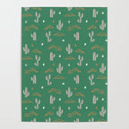 Retro cactus plant art pattern Poster Gallery Image 4