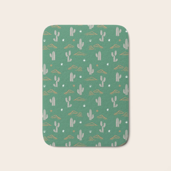 Retro cactus plant art pattern Bath Mat Gallery Image 1