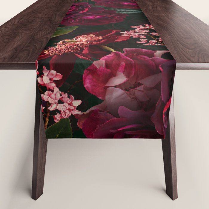 Vintage & Shabby Chic - Night Botanical Flower Roses Garden Table Runner Gallery Image 1