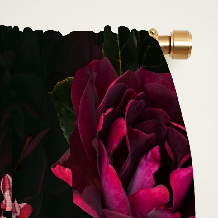 Vintage & Shabby Chic - Night Botanical Flower Roses Garden Window Curtain Gallery Image 2