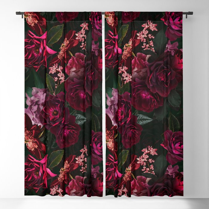 Vintage & Shabby Chic - Night Botanical Flower Roses Garden Window Curtain Gallery Image 5