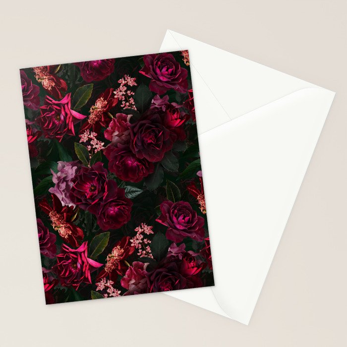 Vintage & Shabby Chic - Night Botanical Flower Roses Garden Stationery Card Gallery Image 2