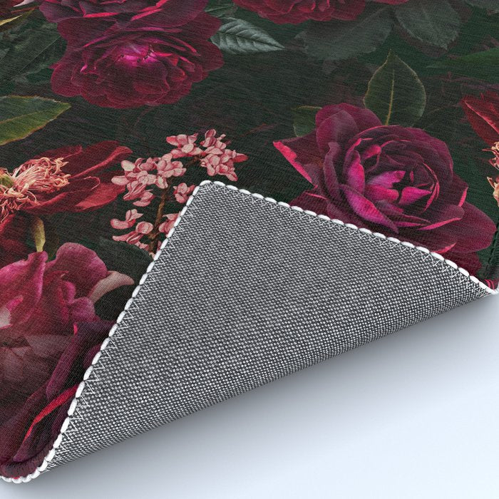 Vintage & Shabby Chic - Night Botanical Flower Roses Garden Rug Gallery Image 4
