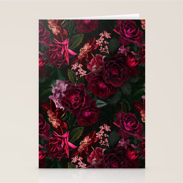 Vintage & Shabby Chic - Night Botanical Flower Roses Garden Stationery Card Gallery Image 2
