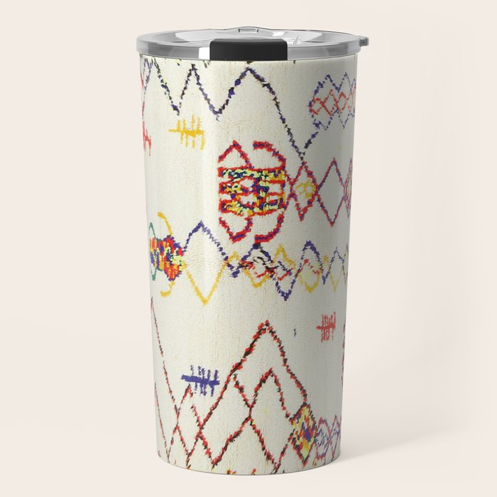 Red Yellow Abstract Antique Colorful Moroccan Rug Print Travel Mug Gallery Image 1