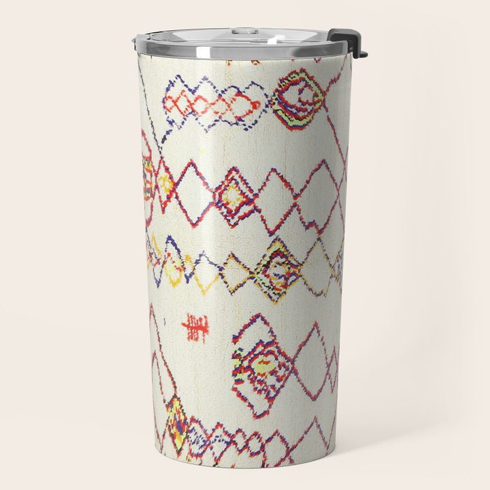 Red Yellow Abstract Antique Colorful Moroccan Rug Print Travel Mug Gallery Image 2