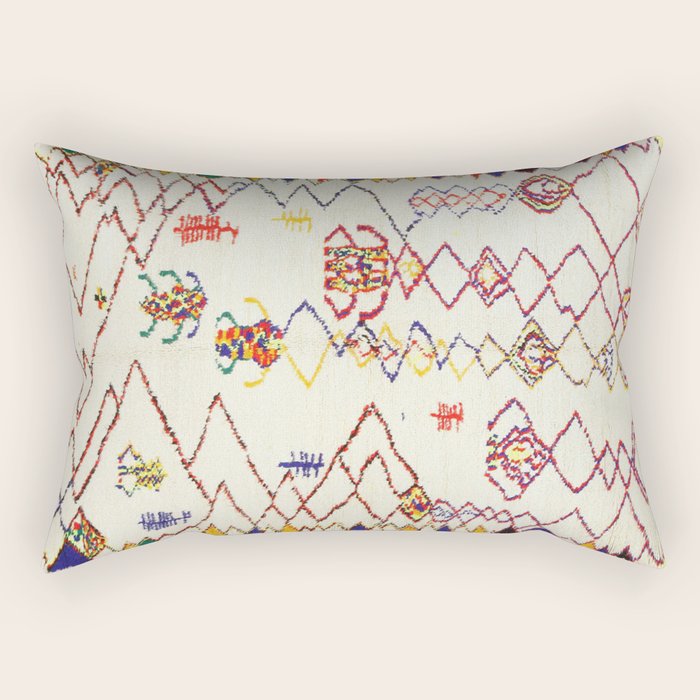 Red Yellow Abstract Antique Colorful Moroccan Rug Print Rectangular Pillow Gallery Image 1