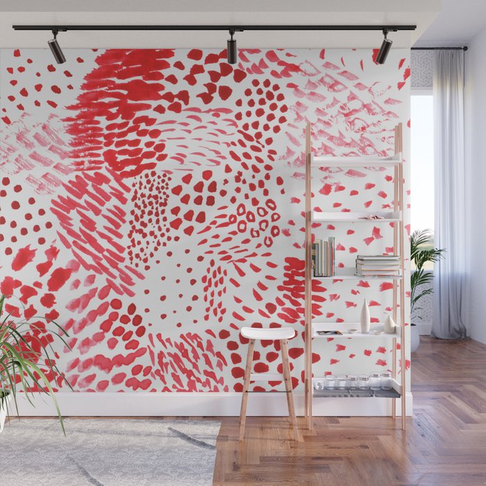 Watercolor Red Rhythm Wall Mural Gallery Image 1