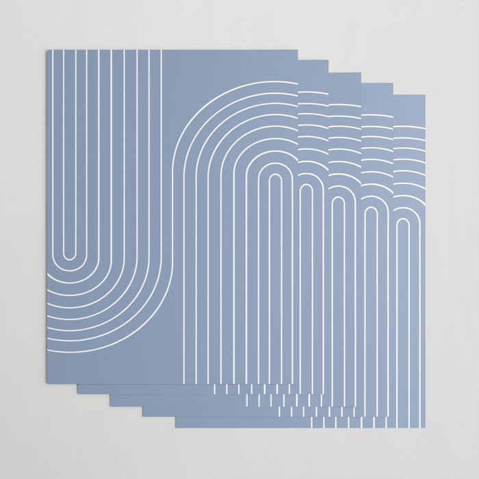 Minimal Line Curvature XIII Natural Blue Mid Century Modern Arch Abstract Wrapping Paper Gallery Image 3