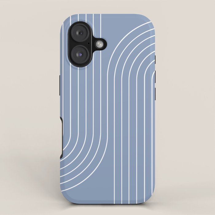Minimal Line Curvature XIII Natural Blue Mid Century Modern Arch Abstract iPhone Case Gallery Image 1
