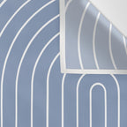 Minimal Line Curvature XIII Natural Blue Mid Century Modern Arch Abstract Wall Tapestry Gallery Image 3