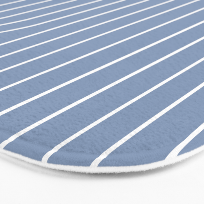 Minimal Line Curvature XIII Natural Blue Mid Century Modern Arch Abstract Bath Mat Gallery Image 3