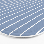 Minimal Line Curvature XIII Natural Blue Mid Century Modern Arch Abstract Bath Mat Gallery Image 3