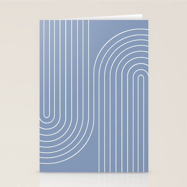 Minimal Line Curvature XIII Natural Blue Mid Century Modern Arch Abstract Stationery Card Gallery Image 2