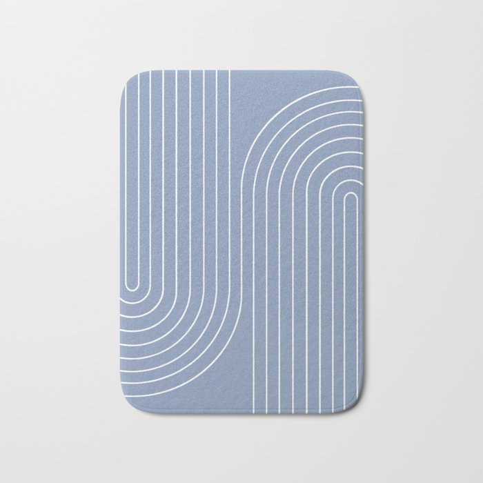 Minimal Line Curvature XIII Natural Blue Mid Century Modern Arch Abstract Bath Mat Gallery Image 1