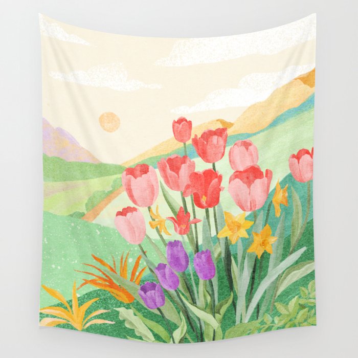 Wildflower Field Wall Tapestry Gallery Image 4