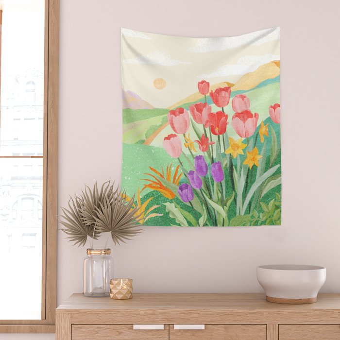 Wildflower Field Wall Tapestry Gallery Image 2