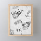 Playing a Game of Cards | Black and White Summer Sunshine Outside Games Photography Art Print Mini Art Print Gallery Image 1