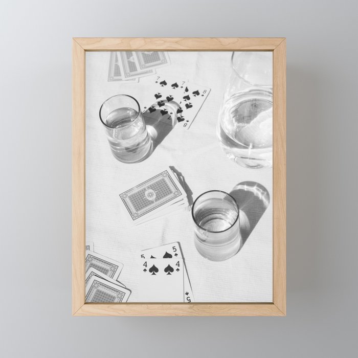 Playing a Game of Cards | Black and White Summer Sunshine Outside Games Photography Art Print Mini Art Print Gallery Image 1
