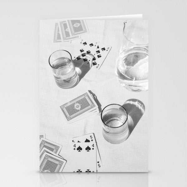 Playing a Game of Cards | Black and White Summer Sunshine Outside Games Photography Art Print Stationery Card Gallery Image 2