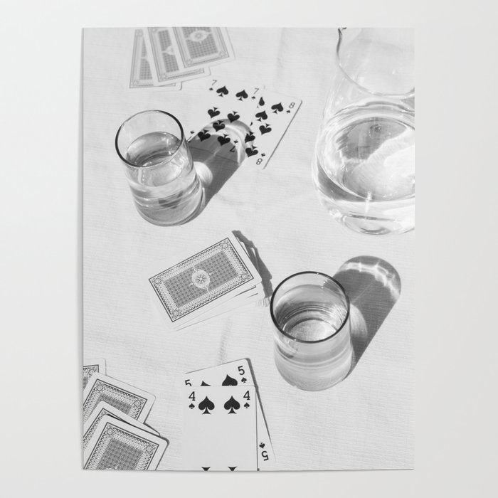 Playing a Game of Cards | Black and White Summer Sunshine Outside Games Photography Art Print Poster Gallery Image 4