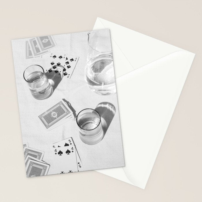 Playing a Game of Cards | Black and White Summer Sunshine Outside Games Photography Art Print Stationery Card Gallery Image 2