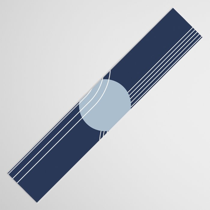 Geometric Lines in night Blue 10 (Rainbow and Sun Abstract) Table Runner Gallery Image 3